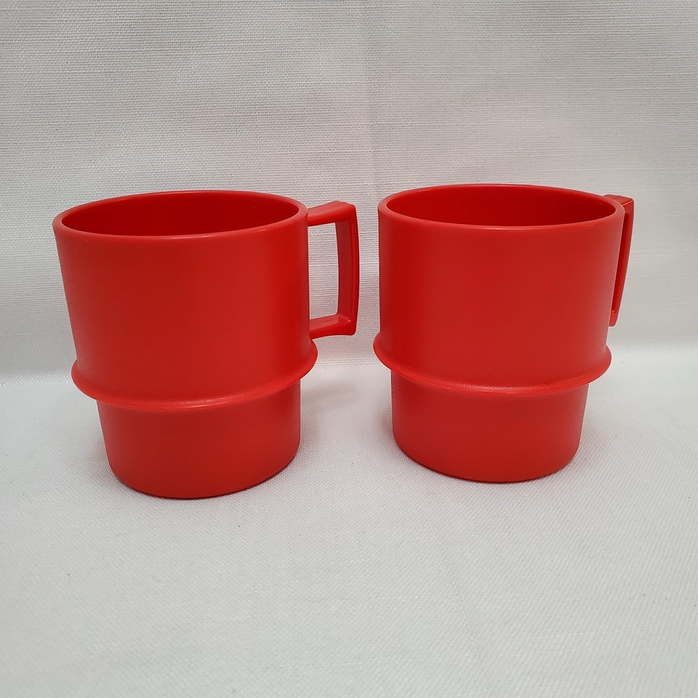 Vintage Tupperware Mug Red Snowflake ♡ Set Of 2 ♡ 1312-27 ♡ ADORABLE ♡ - Picture 10 of 11